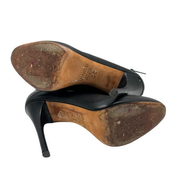 VINCE Sonia Black Leather Cut Out Ankle Strap Booties Stiletto Ankle Boots - Picture 12 of 12